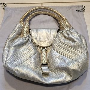 Fendi Spy Bag Large Metallic Gold Leather Logo